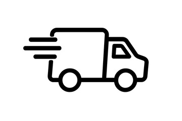 Fast delivery truck icon vector. Express shipping van symbol. Lorry transport sign for logistics. Courier service concept. Ecommerce order shipment. Quick freight cargo move.