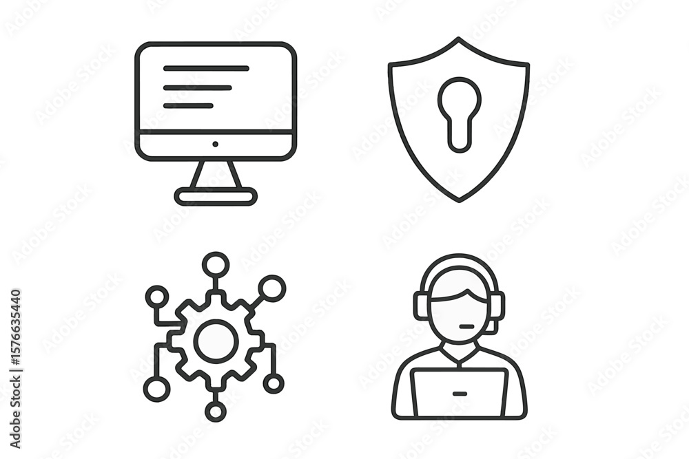Fototapete information technology icon set. line art style for web and mobile apps. it concepts like computer s