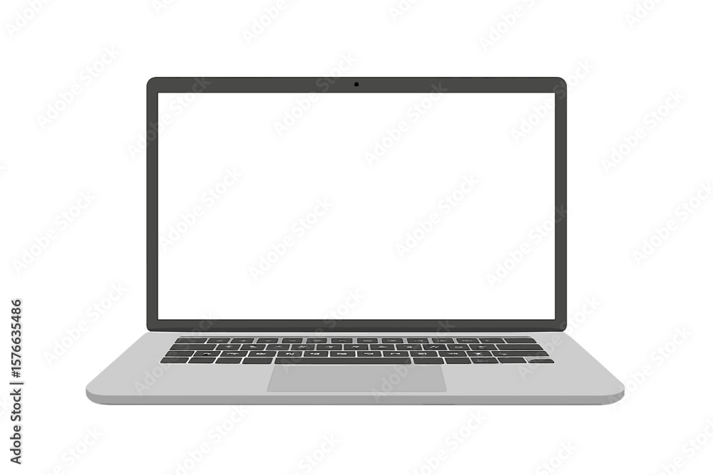 Poster laptop front view with blank screen for mockup. computer, notebook isolated. vector illustration. mo