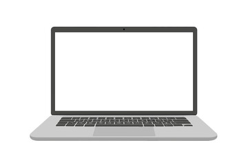Fototapeta premium Laptop front view with blank screen for mockup. Computer, notebook isolated. Vector illustration. Modern portable pc device for business, office, work, web design display.