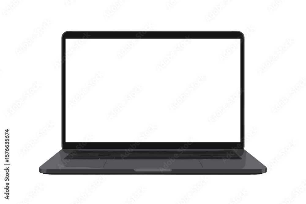 Poster realistic modern laptop mockup front view. blank computer screen isolated. sleek notebook device. em