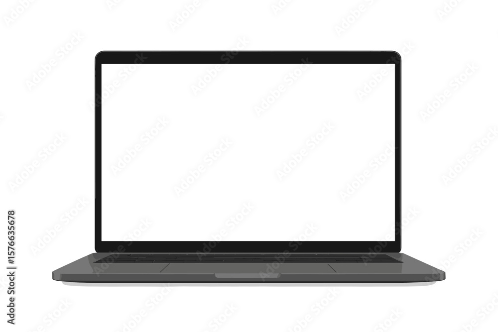 Poster realistic laptop mockup front view. modern computer with blank white screen. digital notebook device