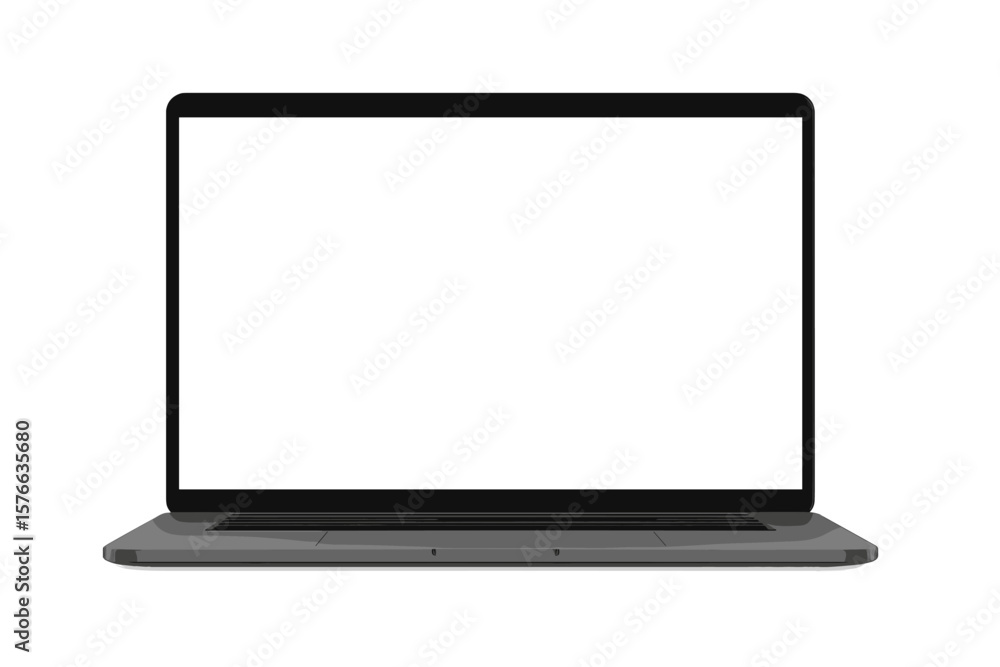 Poster realistic modern laptop mockup front view. blank computer screen isolated. sleek notebook device. em