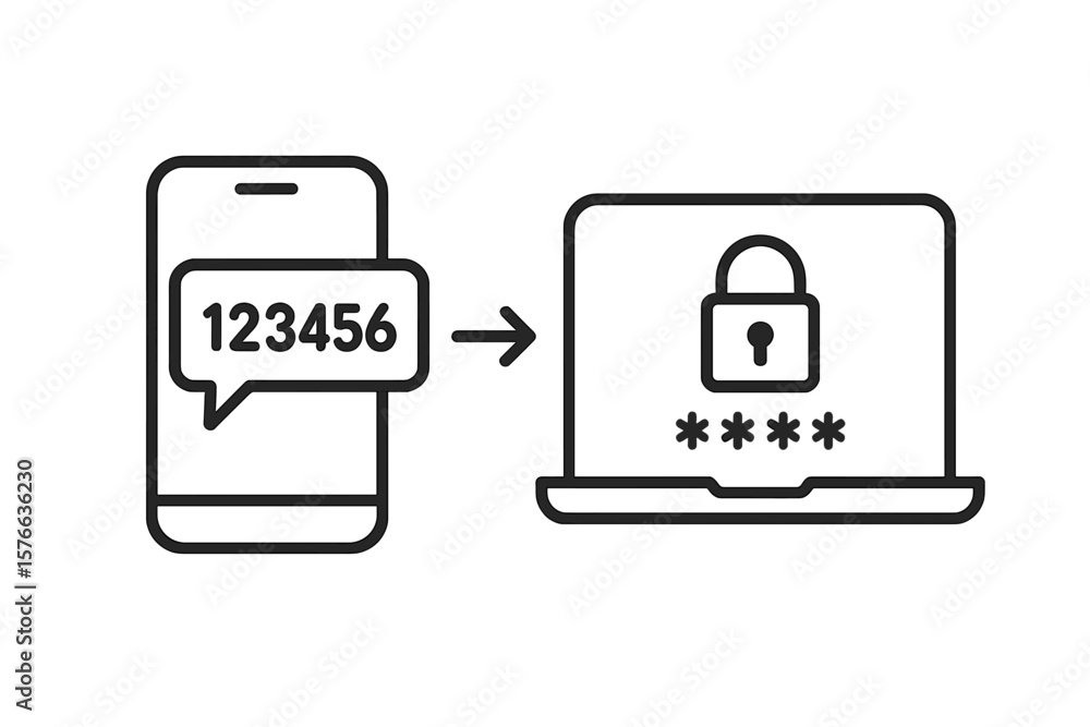 Poster two factor authentication vector icon. mobile phone sms verification code, secure login, multi-facto