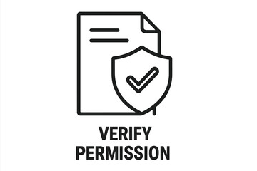 Document Verification Permission Icon. Shield with Check Mark. Secure Access Approval. Legal Authorization. Compliance Security. Data Protection. Vector Illustration Isolated.
