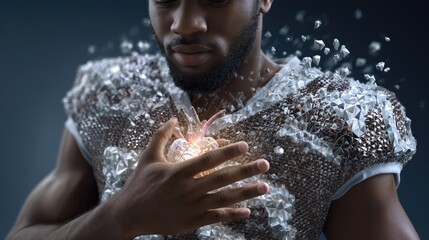 Fototapeta premium Shattering sports uniform heart symbol