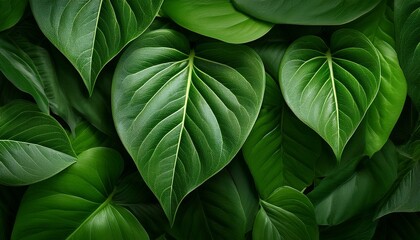 close up of lush green leaves with vibrant texture and detail