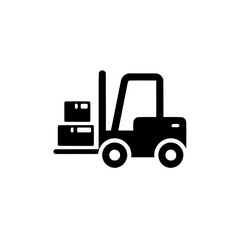 Fototapeta premium Forklift icon lifting boxes for distribution and warehouse logistics processes