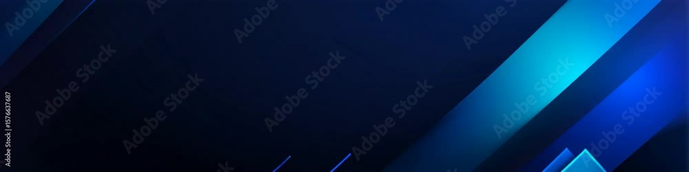 Poster a sleek and modern futuristic banner with minimalist geometric shapes in blue, featuring clean lines