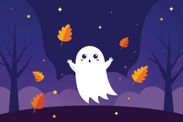 ghost catching fall leaves in enchanted forest un (1).eps