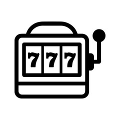 Slot machine front view icon with transparent background symbolizing casino gambling and jackpot winnings
