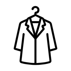 Cloakroom coat hanger icon with transparent background showing coat on hanger for wardrobe or storage area
