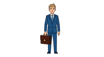 Flat cartoon male lawyer holding a briefcase, legal and professional concept.