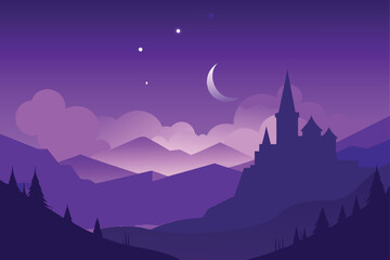 purple foggy halloween sky with stars forming spo.eps