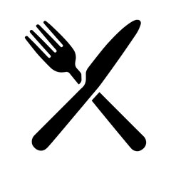 Fork and knife icon with transparent background symbolizing dining and food utensils
