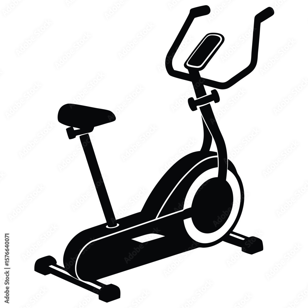 Poster gym instructor element isolated elliptical machine on white background