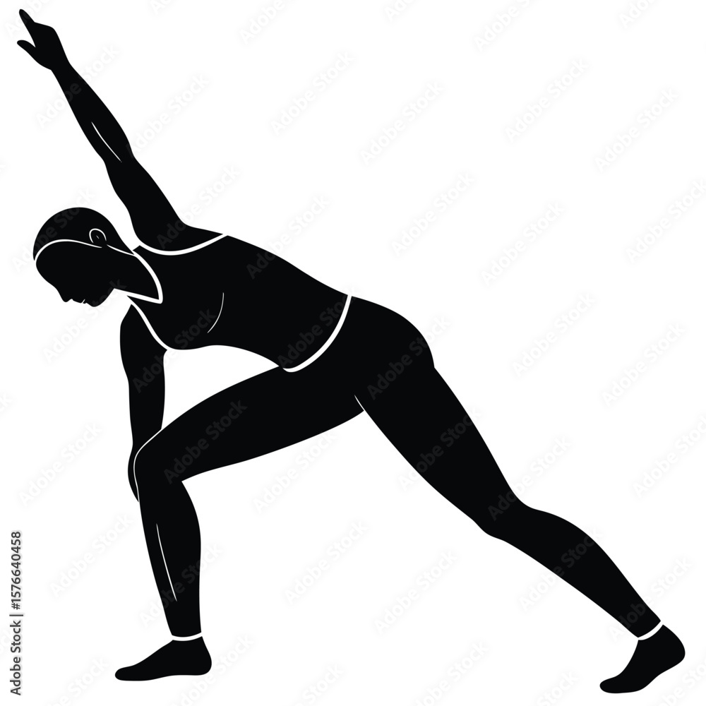 Poster gym instructor element isolated flexibility routine on white background