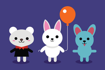 Naklejka premium vector balloon animal characters in halloween cos (1).eps