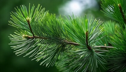 Fototapeta premium detailed close up of a lush green pine tree branch perfect for nature holiday and seasonal themed projects