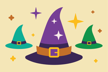 vector set of witch hats in various shapes  patte.eps