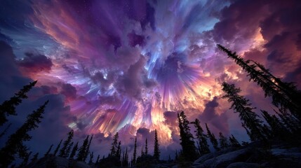 Dramatic sky above a forest