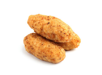 Tasty fried golden croquettes isolated on white