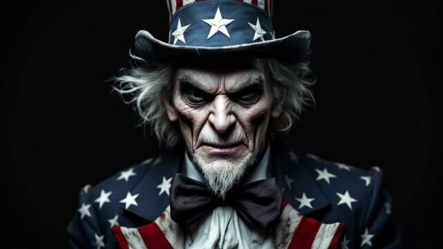 A Terrifying Portrait of Uncle Sam: A Dark and Menacing Depiction of American Symbolism