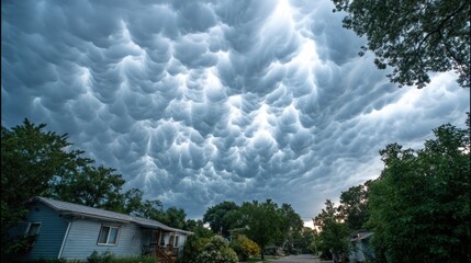Dramatic sky over houses