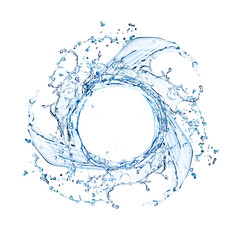 Clean water swirling in air on white background