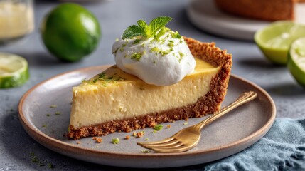 Lime pie slice on plate (2)