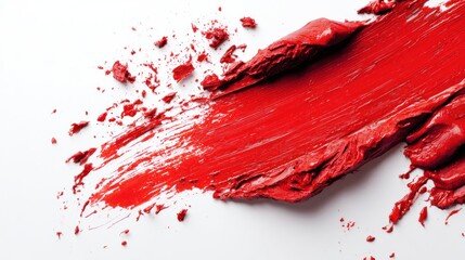 Red cosmetic smear on white background