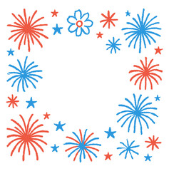 A seamless vector illustration featuring a vibrant floral snowflake pattern with colorful fireworks and abstract spring flowers, perfect for winter or Christmas decoration