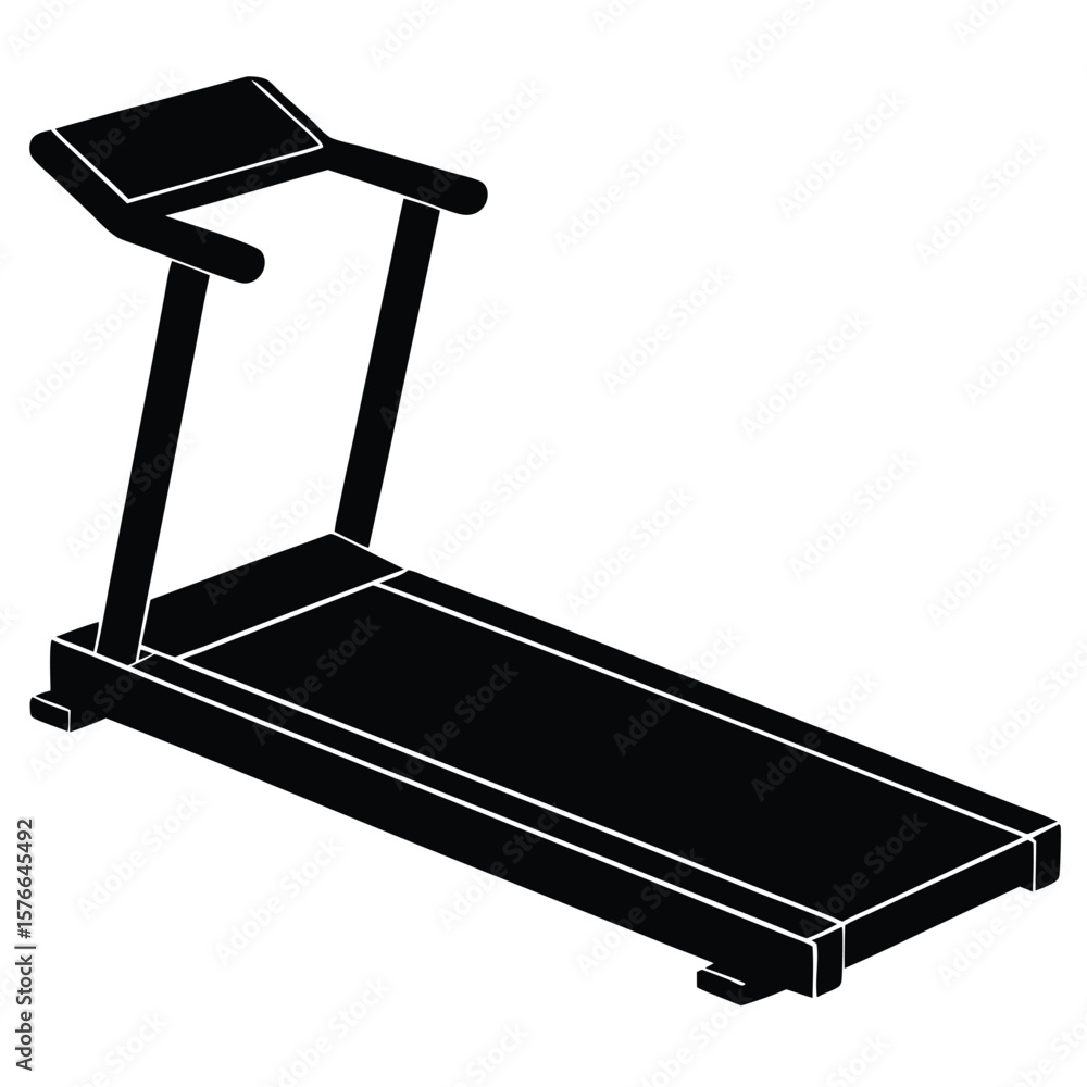Poster gym instructor element isolated treadmill on white background