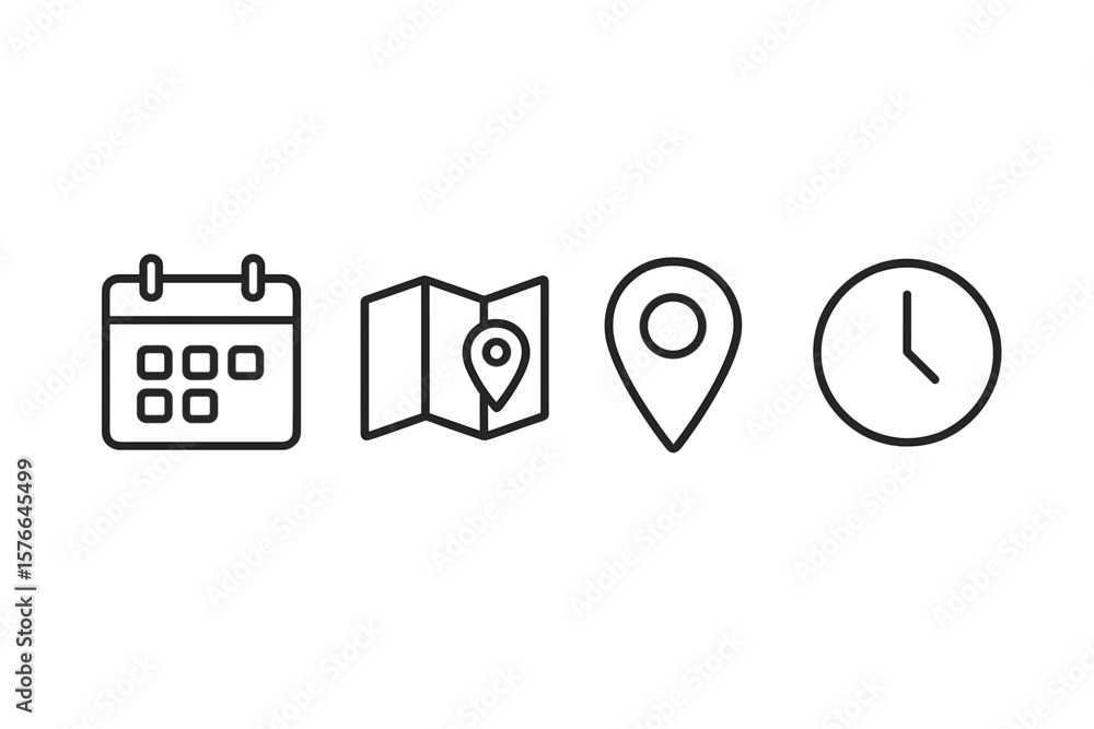 Poster modern flat icon collection for web and mobile app interface. vector symbols for calendar, schedule,