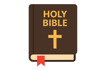 Fototapeta premium Holy Bible Book Cover Vector Illustration. Flat Design Sacred Christian Book Icon. Religious Scripture, Word of God, Faith Symbol, Cross Emblem, Spiritual Reading, Christianity Concept