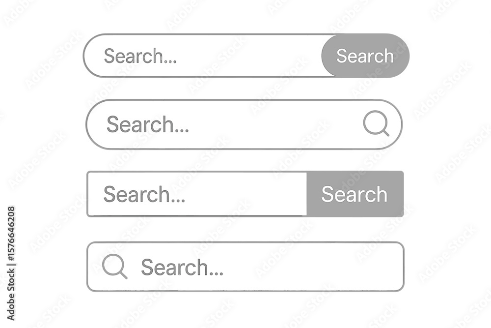 Poster modern search bar ui elements set. vector template collection of 4 website search boxes for app, web