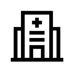 Obraz premium Minimalist Line Art Medical Hospital Building Symbol Icon Shape Graphic