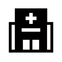 Obraz premium Simple Flat Design Hospital Building Icon Symbol for Healthcare Services