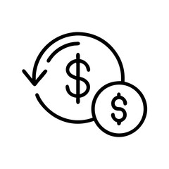 Obraz premium Simple Line Art Dollar Sign with Arrow Circle Business Icon