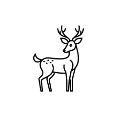 Stylized line art illustration of a majestic deer with large antlers isolated on white background