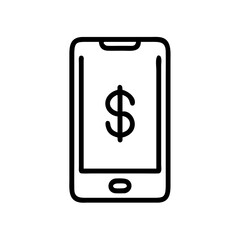 Simple Line Style Mobile Banking Dollar Sign Symbol Icon