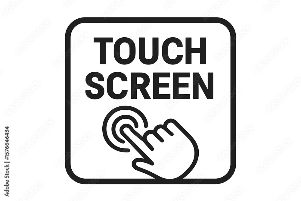 Poster touch screen icon. vector illustration of hand pressing button. interactive display symbol. user int