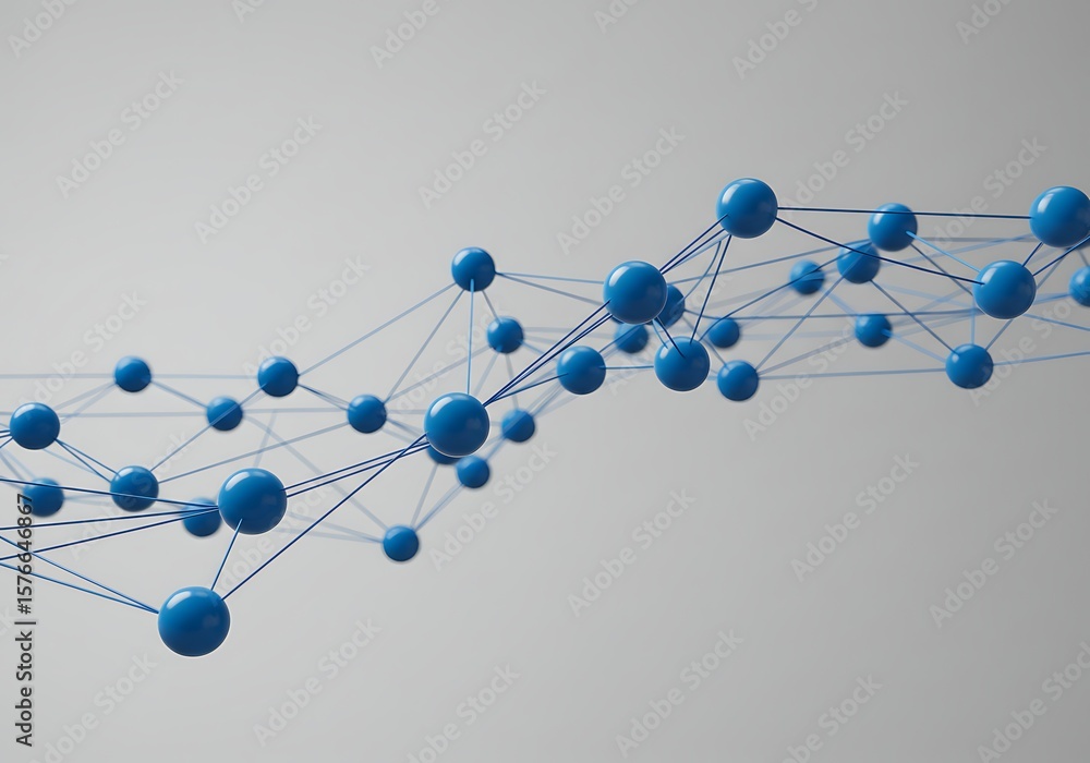 Aufkleber abstract network connection structure with blue nodes and lines