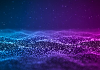 Abstract glowing particles wave background in blue and purple gradient
