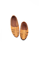 A pair of light brown casual leather shoes isolated on white background, perfect for leather industry catalog design