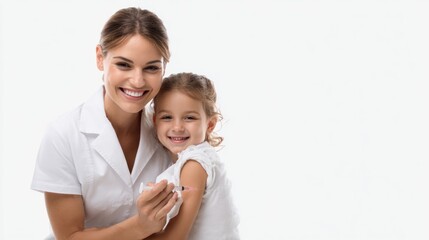 Friendly nurse and child during vaccination