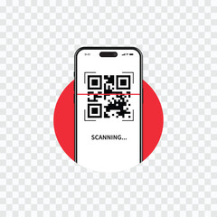 Smartphone with barcode scanning process 3d render, QR code scan smartphone mockup