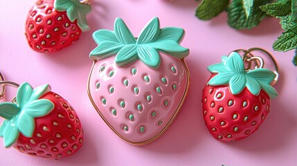 Colorful Strawberry Jewelry with Cute Design and Playful Aesthetic