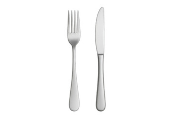 Silver fork and knife isolated on a transparent background, perfect for illustrating dining, restaurants, or meal preparation concepts