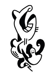 Modern quirky graphic art, abstract organic forms
